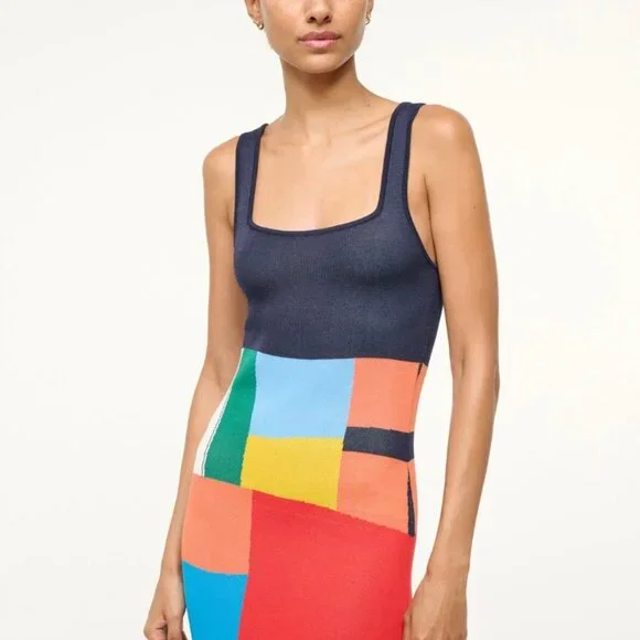 STAUD Colorblock Midi Dress - Multicolor - Picture 2 of 8